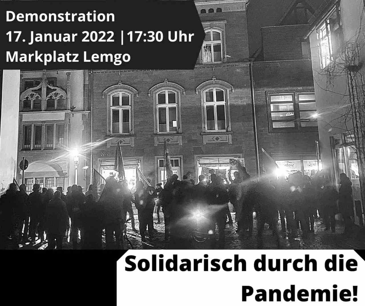 Aufruf zur Demo „Solidarisch durch die Pandemie!“ am 17.01.2022 17:30 Uhr auf dem Marktplatz Lemgo