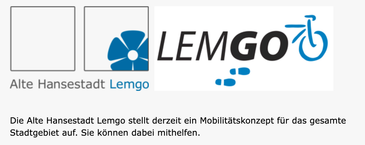 Logo der Stadt Lemgo mit Symbol für Radverkehr