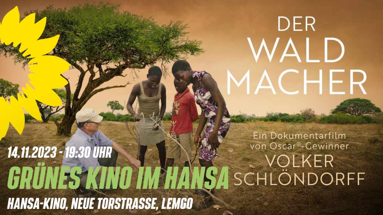 Filmplakat "Der Waldmacher" mit Terminhinweis Grünes Kino 14.11.2023 19:30 Uhr
